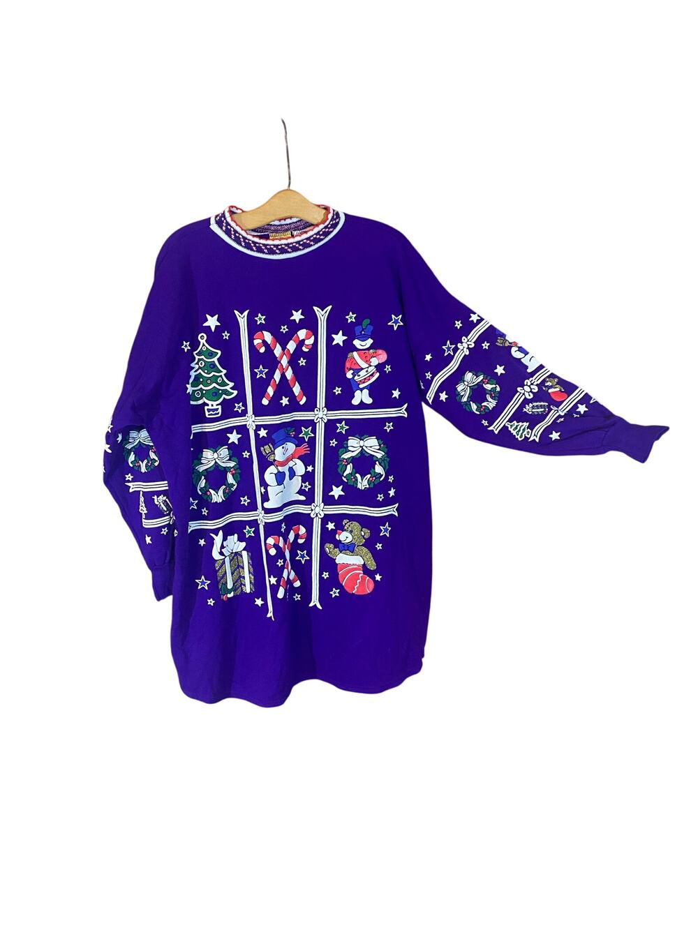 Vintage Savoy Christmas Sweater Dress Purple Holiday Tunic One Size USA